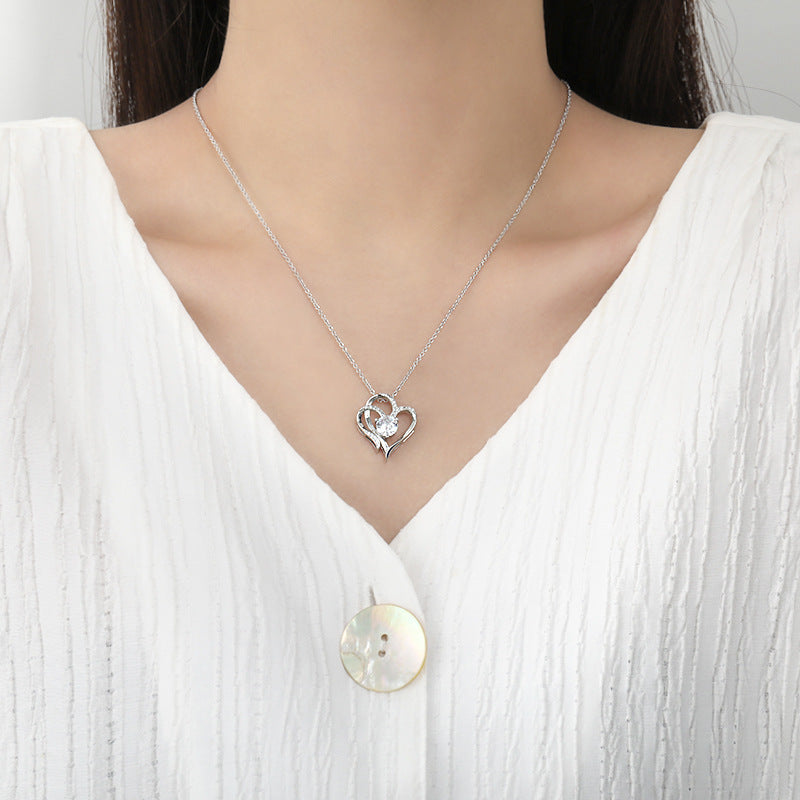 Double Love Herz-Halskette mit Zirkonia | Romantischer Schmuck für Damen - Bild 1
