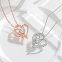 Double Love Herz-Halskette mit Zirkonia | Romantischer Schmuck für Damen - Bild 3