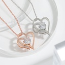 Double Love Herz-Halskette mit Zirkonia | Romantischer Schmuck für Damen - Bild 4