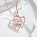 Double Love Herz-Halskette mit Zirkonia | Romantischer Schmuck für Damen - Bild 5