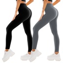 2er Pack Leggings Damen High Waist - Sportleggins Elastisch Yogahose Blickdicht Fitness Gym Yoga - Bild 5