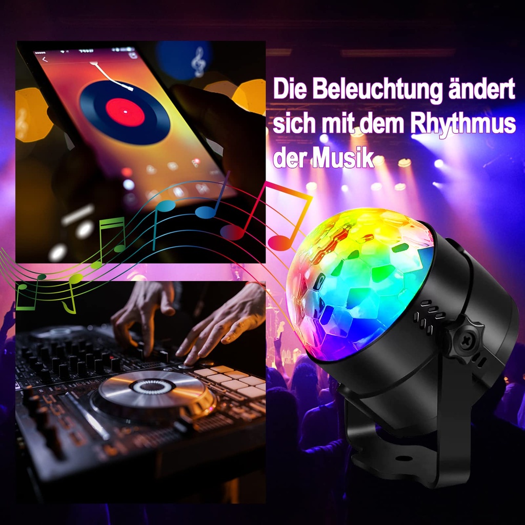 Discokugel Lights LED Musikgesteuerte 360° Rotierende Ball Lights 3W - Bild 4