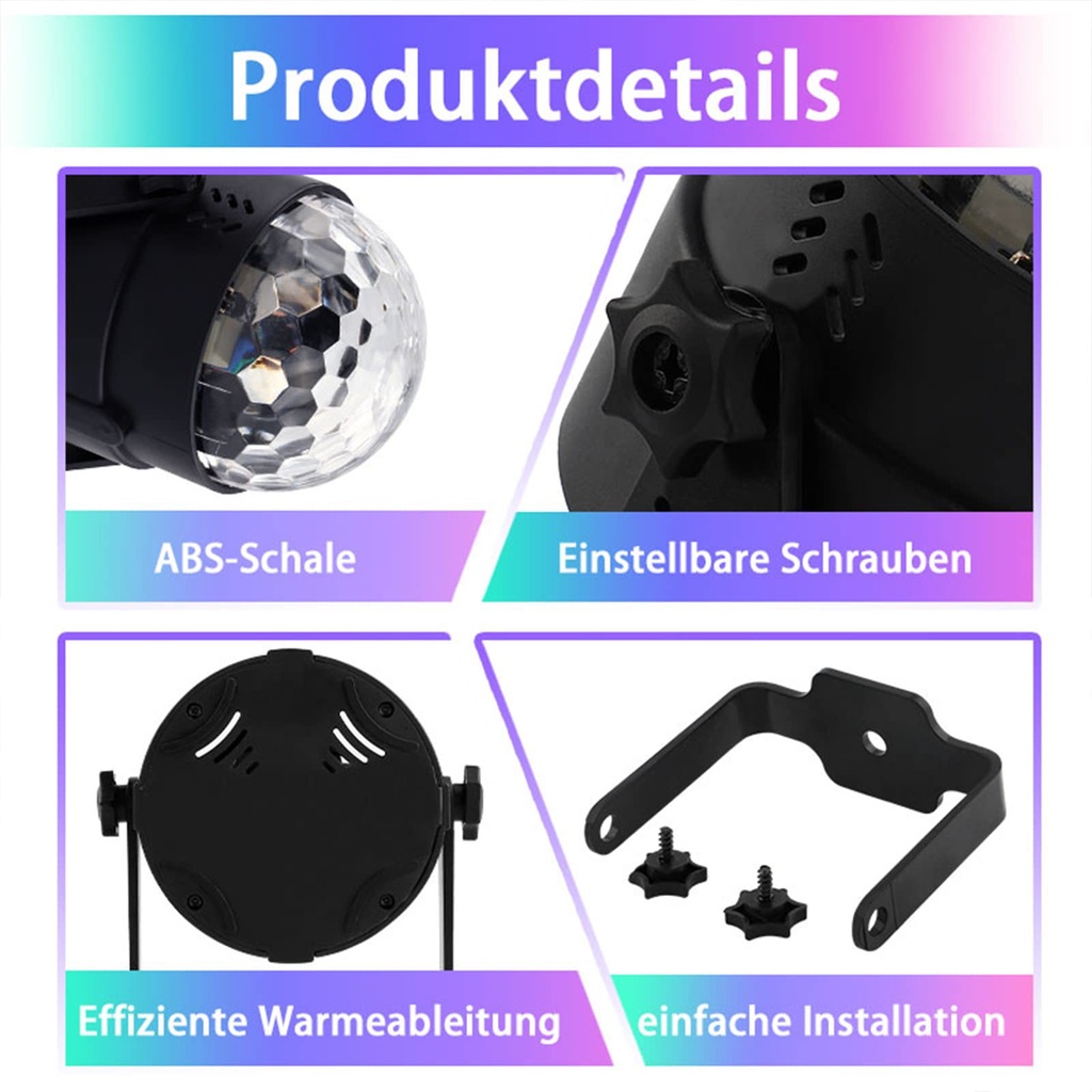 Discokugel Lights LED Musikgesteuerte 360° Rotierende Ball Lights 3W - Bild 7