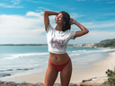 Lazy Lady Crop T-Shirt – Weißes Damen-Shirt mit flauschigem 3D-Schriftzug - Bild 1