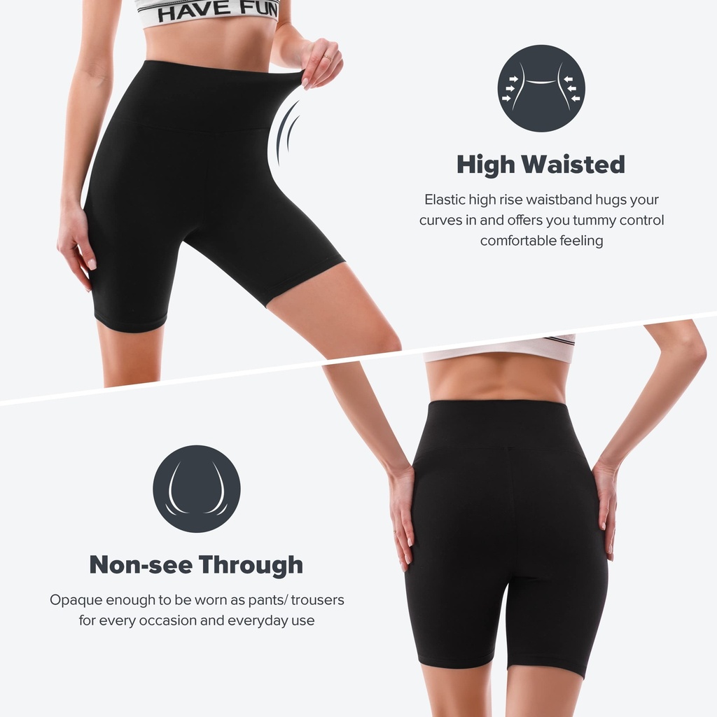 Radlerhose Damen Kurz High Waist Shorts Leggings für Sommer Fitness Sport Yoga - Bild 2