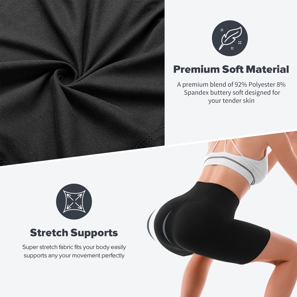 Radlerhose Damen Kurz High Waist Shorts Leggings für Sommer Fitness Sport Yoga - Bild 3