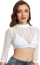 Dirndl Bluse Damen Dirndlbluse Spitze Trachtenbluse Langarm Weiß Hochgeschlossen Bluse Oktoberfest 32-54