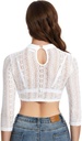 Dirndl Bluse Damen Dirndlbluse Spitze Trachtenbluse Langarm Weiß Hochgeschlossen Bluse Oktoberfest 32-54
