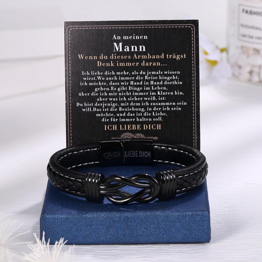 An Meinen Mann Armband - Geburtstagsgeschenk Für Männer Söhne, Lederarmband, Geschenke Für Weihnachten