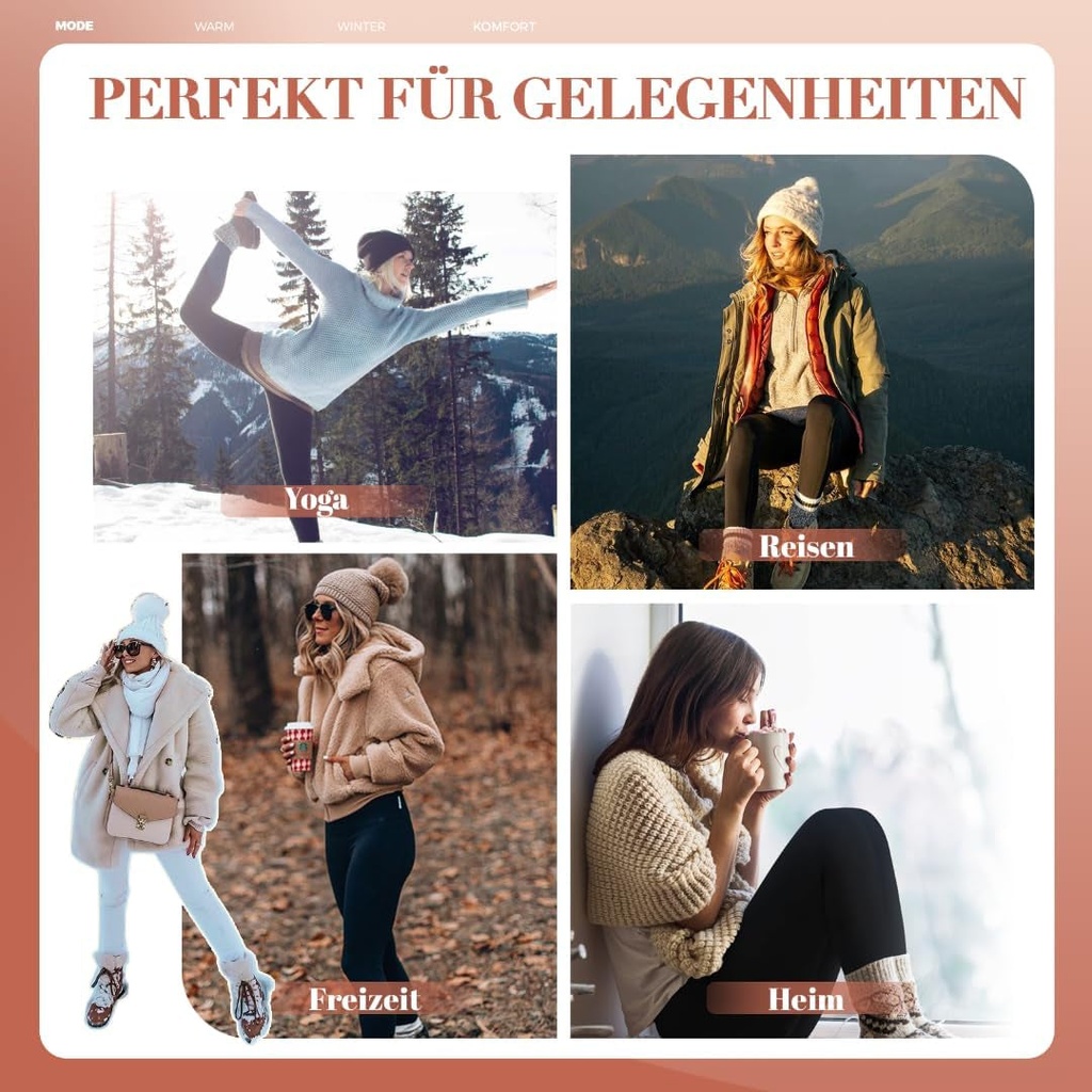 Thermo Leggings Damen Gefüttert Im Winter, High Waist Thermoleggings Warm Thermohose Blickdicht Strumpfhose Für Sport