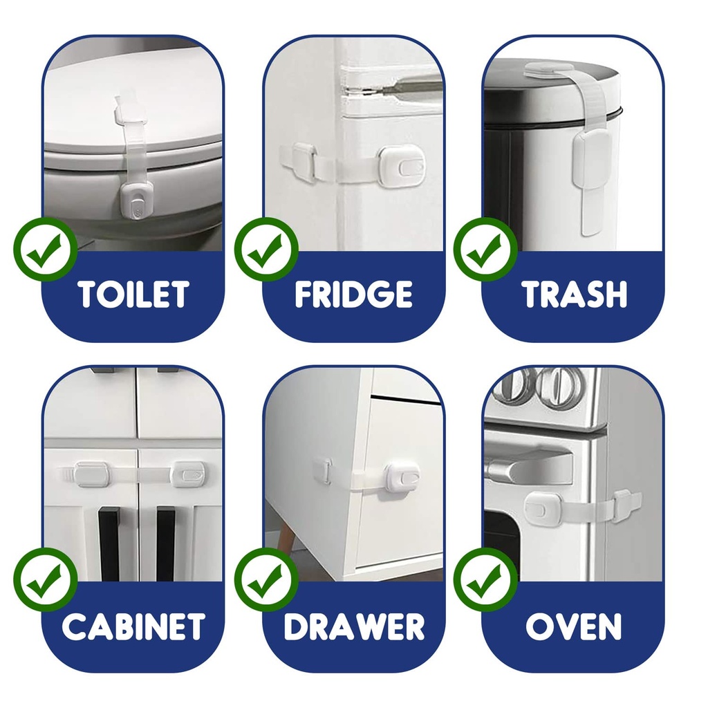 10 Stück Kindersicherung Für Schrank Und Schubladen, Schubladensicherung Für Baby Und Kinder Mit 3M Kleber Ohne Bohren - Weiß