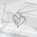 Double Love Herz-Halskette mit Zirkonia | Romantischer Schmuck für Damen
