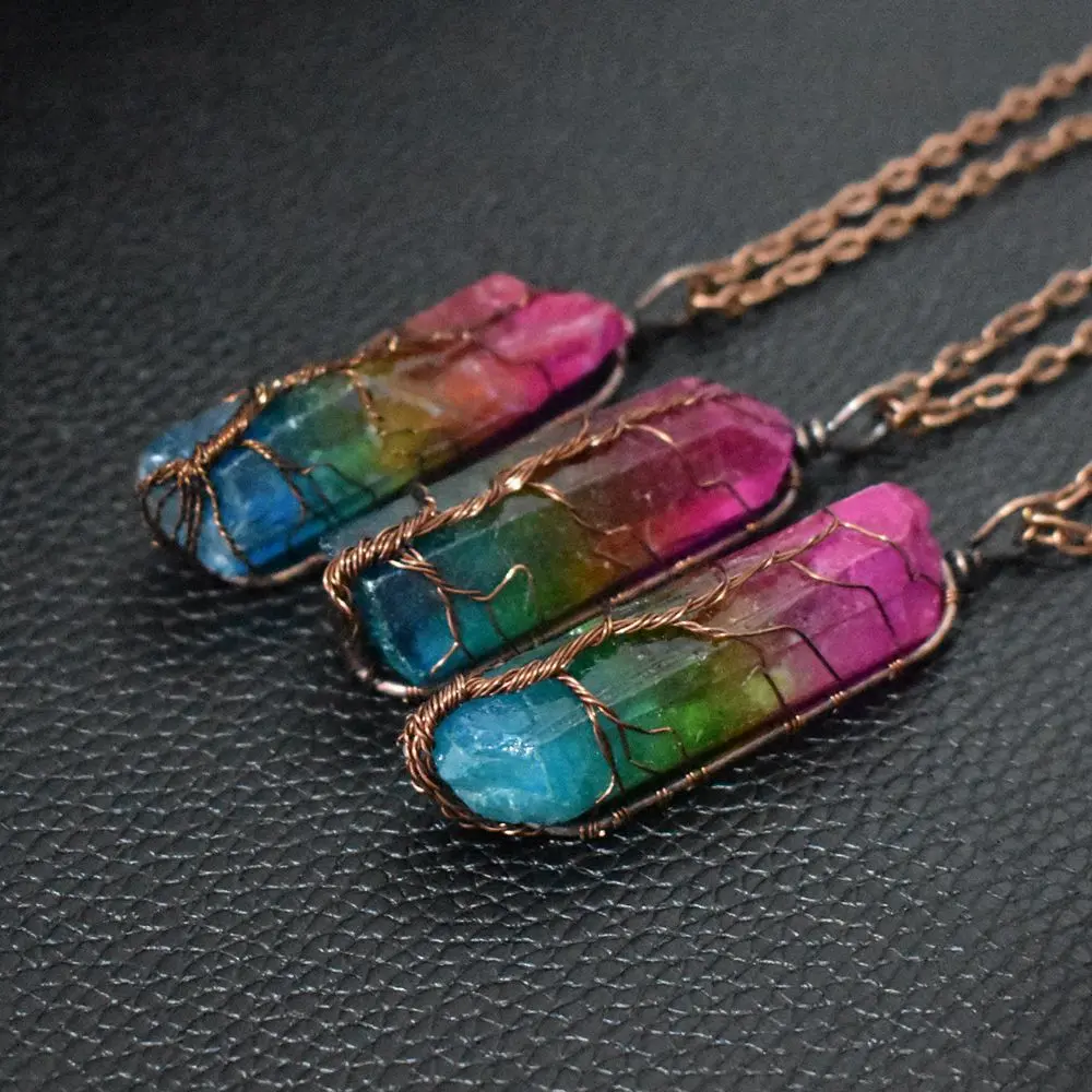 Stone of Life – Regenbogen-Kristall-Halskette mit Lebensbaum-Anhänger