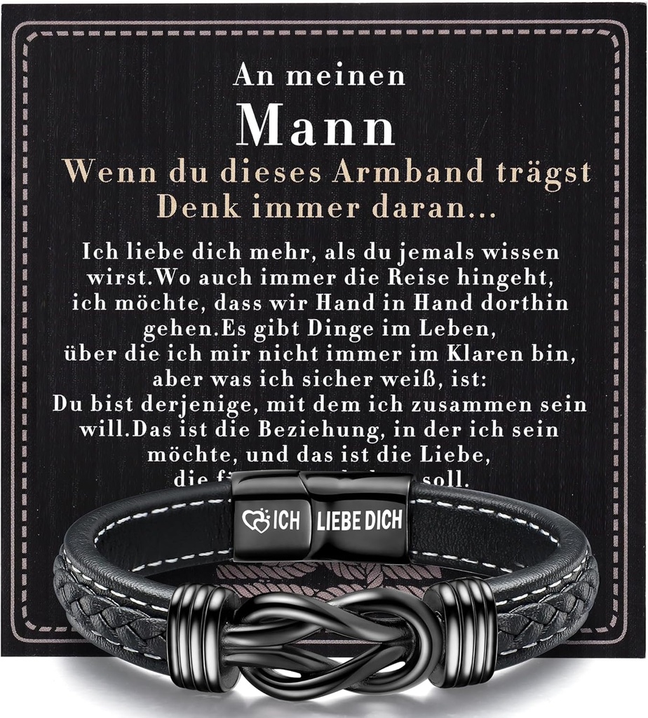 An Meinen Mann Armband - Geburtstagsgeschenk Für Männer Söhne, Lederarmband, Geschenke Für Weihnachten