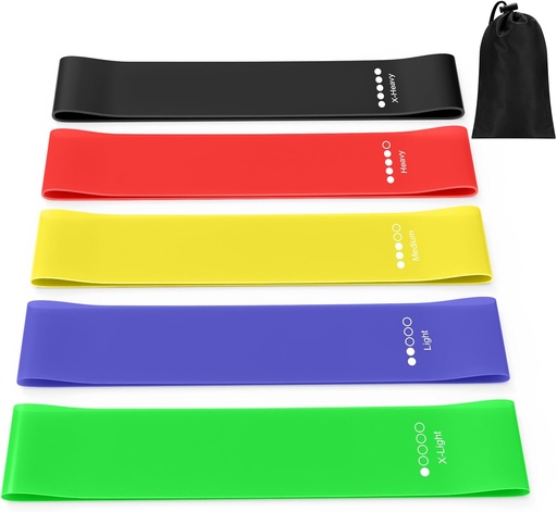 [bbaa987c] Fitnessbänder Set – 5 Widerstandsbänder inkl. Tasche | Ganzkörpertraining überall