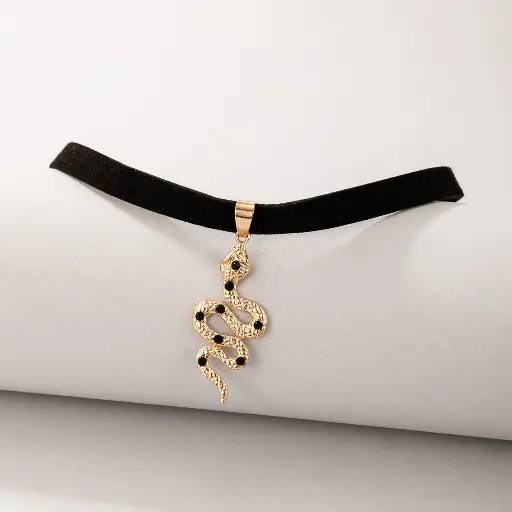 Punk Schlange Samt Halsband Silber Gold Schlange Anhänger Halskette Kette