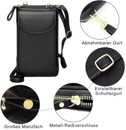 Crossbody Tasche Handytasche Brieftasche Damen Umhängetasche Geldbörse Handtasche