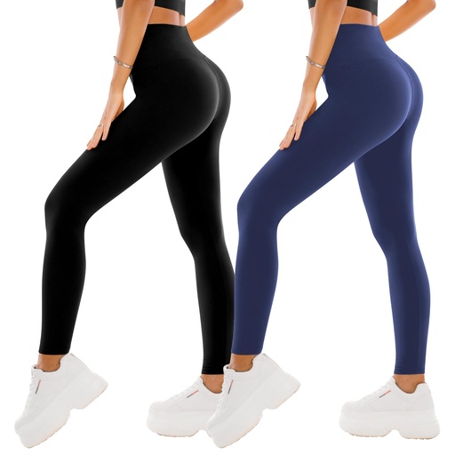 2er Pack Leggings Damen High Waist - Sportleggins Elastisch Yogahose Blickdicht Fitness Gym Yoga